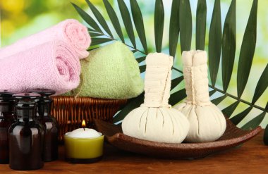 Tekstil masaj spa-donatımı doğa zemin üzerine