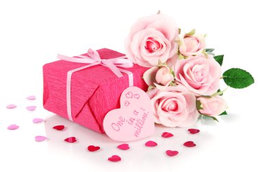 Romantik Paket üzerinde beyaz izole