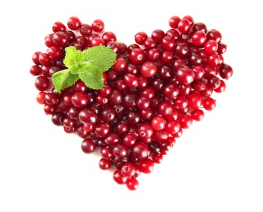 Olgun kırmızı kızılcık, Whit üzerinde izole