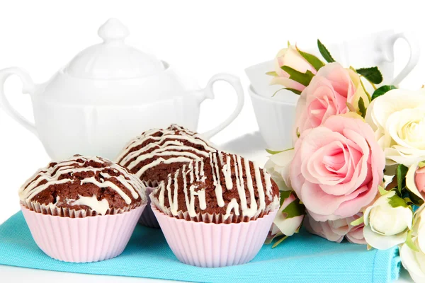 Sweet chocolate cupcakes close up — Stock Photo, Image