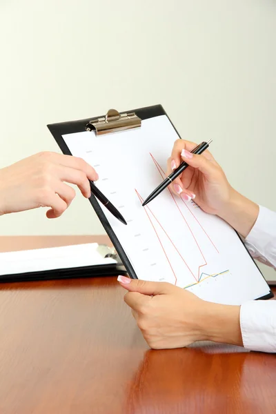 Close up of business people hands during teamwork — Stock Photo, Image