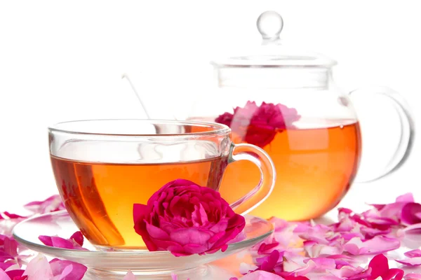 Té rosa aislado en blanco — Foto de Stock