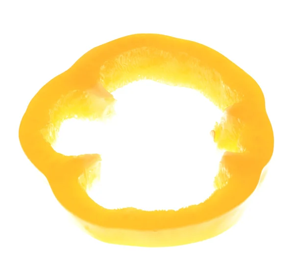 Fresh yellow pepper slice isolated on white — Stock Photo, Image