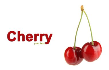 Olgun kırmızı kiraz meyveleri izole üzerinde beyaz