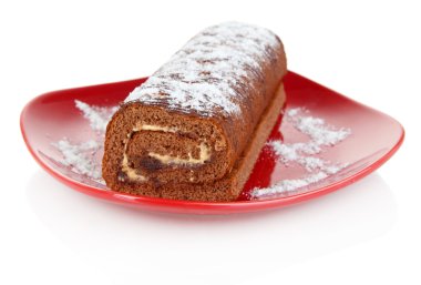 tatlı beyaz izole plaka rulo