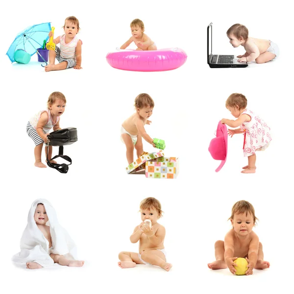 Set di bambino carino isolato su bianco — Foto Stock