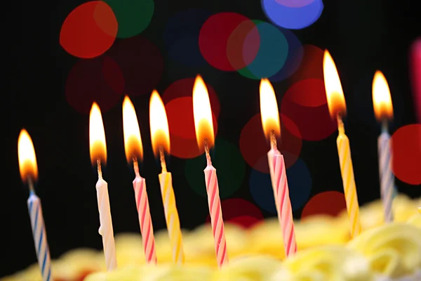 Happy birthday cake, on black background — Stock Photo, Image