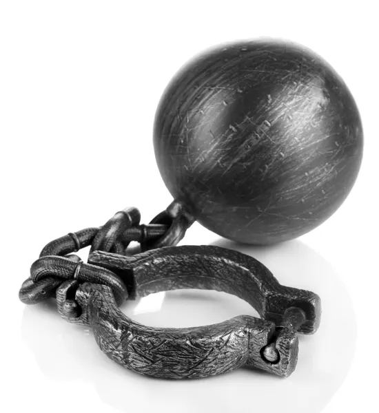 Ball and chain isolated on white — Stock Photo, Image