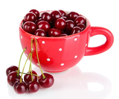 tatlı kiraz üzerine beyaz izole Kupası