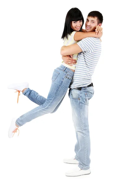 Beau couple aimant ensemble isolé sur blanc — Photo