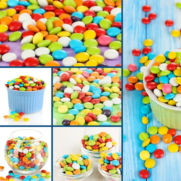 Collage av färgglada godis — Stockfoto