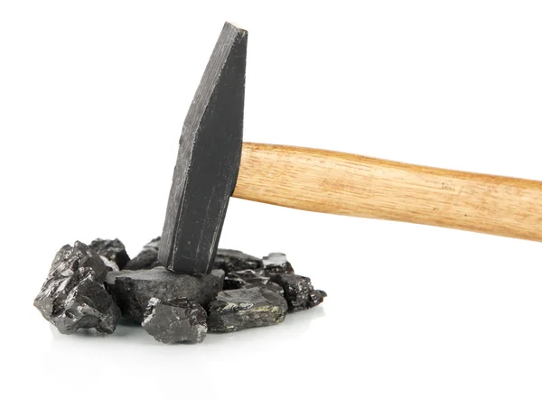 Steenkool met hummer geïsoleerd op wit — Stockfoto