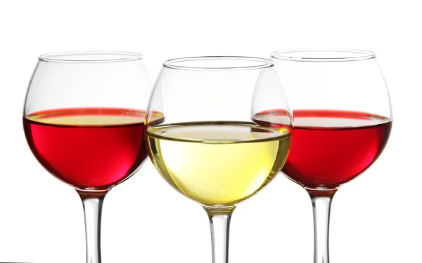 Glazen wijn geïsoleerd op wit — Stockfoto