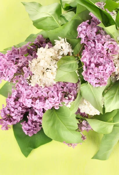 Mooie lila bloemen, op een houten achtergrond kleur — Stockfoto