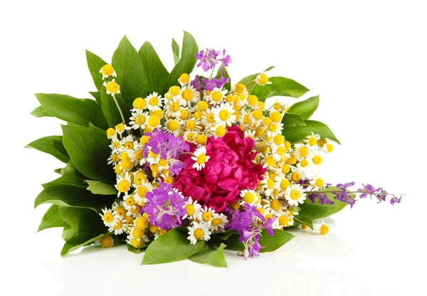 Bouquet of wild flowers, isolated on white — Stock Photo, Image