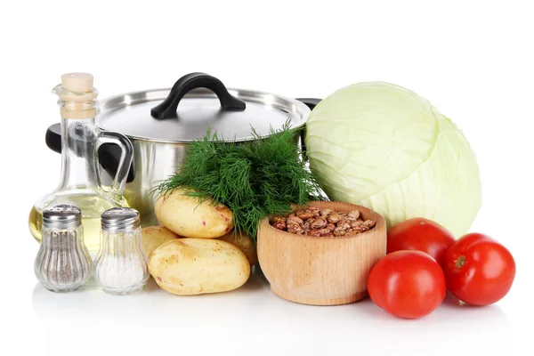 Ingredientes para cocinar borsch aislado en blanco —  Fotos de Stock