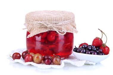 Home made berry jam isolated on white