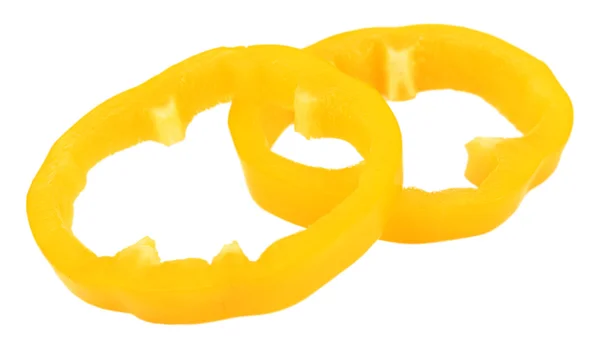Fresh yellow pepper slices isolated on white — Stock Photo, Image