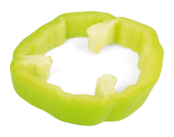Frische grüne Paprikascheibe isoliert auf weißem Papier — Stockfoto