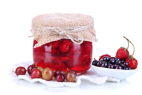 Home made berry jam isolated on white — Stockfoto