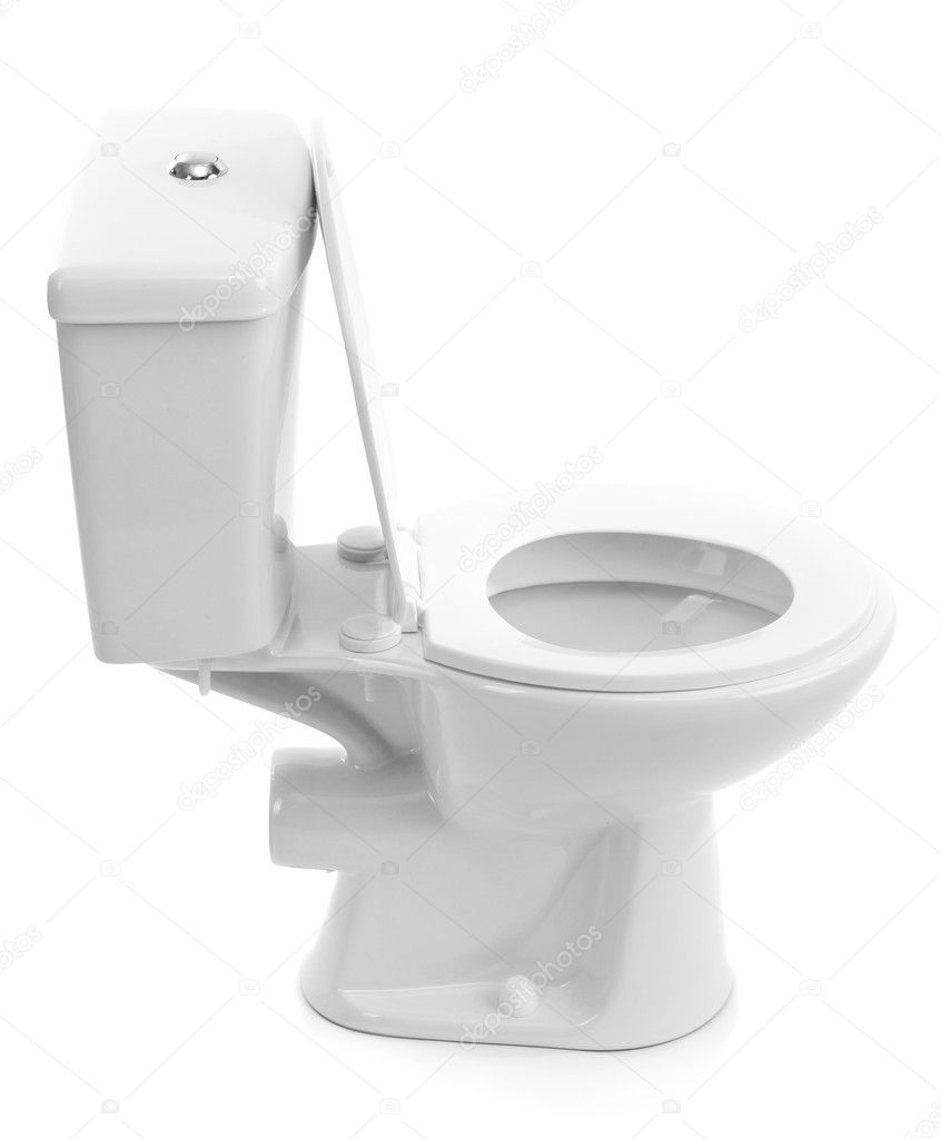 White toilet bowl, isolated on white