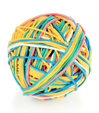 renkli kauçuk şeritler üzerinde beyaz izole