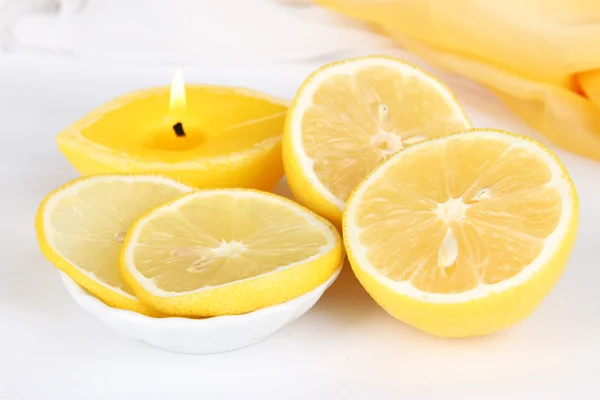 Romantic lighted candles close up — Stock Photo, Image