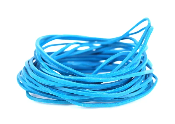 Blue rubber bands isolated on white — Stock Photo, Image