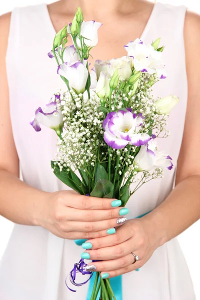 Vrouw bedrijf boeket, close-up — Stockfoto