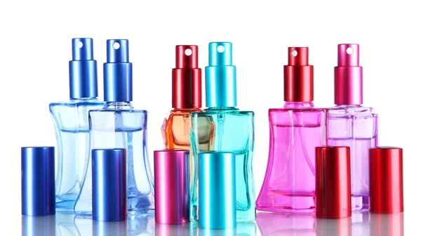 Perfume en botellas aisladas en blanco —  Fotos de Stock