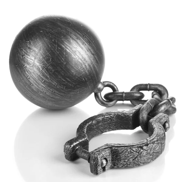 Ball and chain isolated on white — Stock Photo, Image