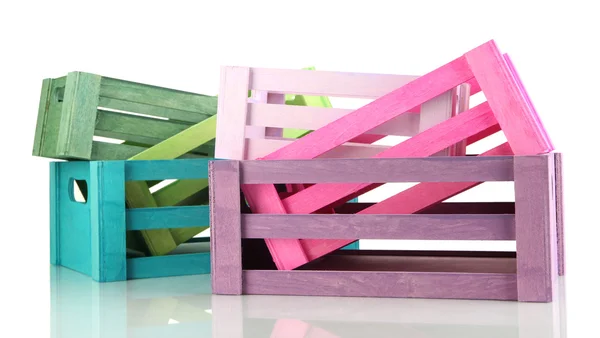 Cajas de madera de color, aisladas en blanco —  Fotos de Stock