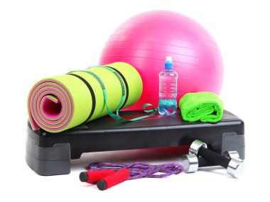 farklı araçları üzerinde beyaz izole fitness için