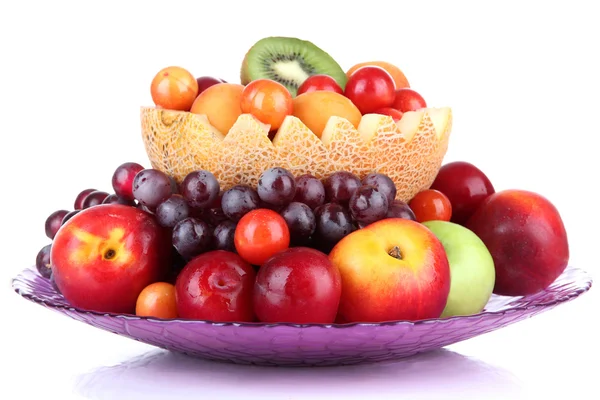 Assortment of juicy fruits isolated on white — Stock Photo, Image