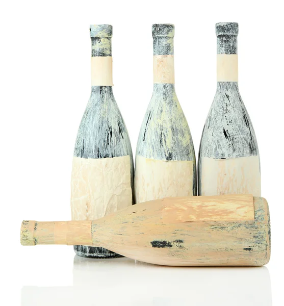 Eski şişe şarap, üzerinde beyaz izole — Stok fotoğraf
