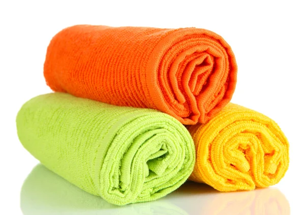 Colorful towels isolated on white — Stock Photo, Image