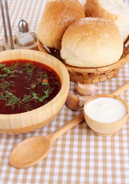 lezzetli borsch üzerinde tablo yakın çekim