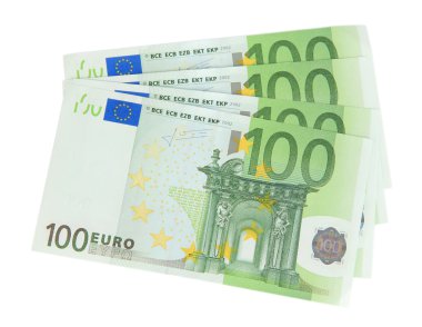 Avro banknotları beyaza izole edildi