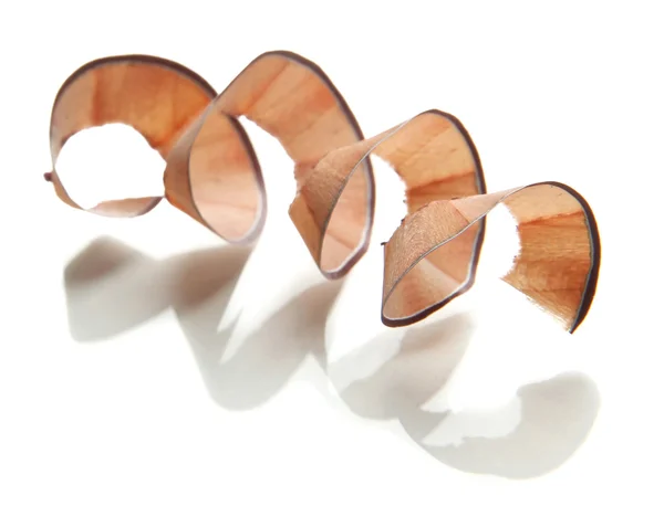 Wooden shavings, isolated on white — Stock Photo, Image