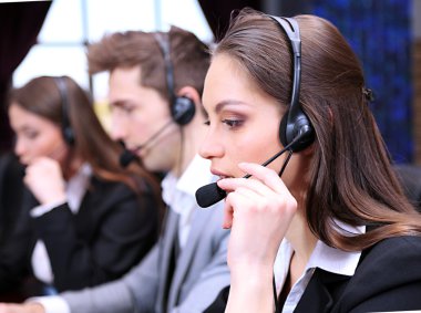 Call center operators at wor clipart