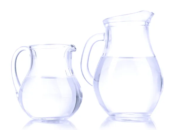 Glass pitchers of water isolated on white — Stock Photo, Image