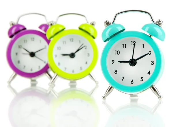 Retro alarm clocks, üzerinde beyaz izole — Stok fotoğraf