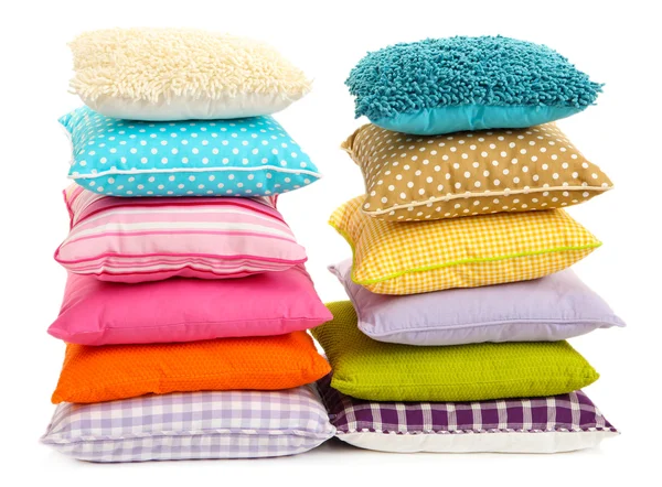 Colinas travesseiros coloridos isolados em branco — Fotografia de Stock