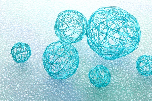 Beautiful decorative balls, on blue background — Stock Photo, Image