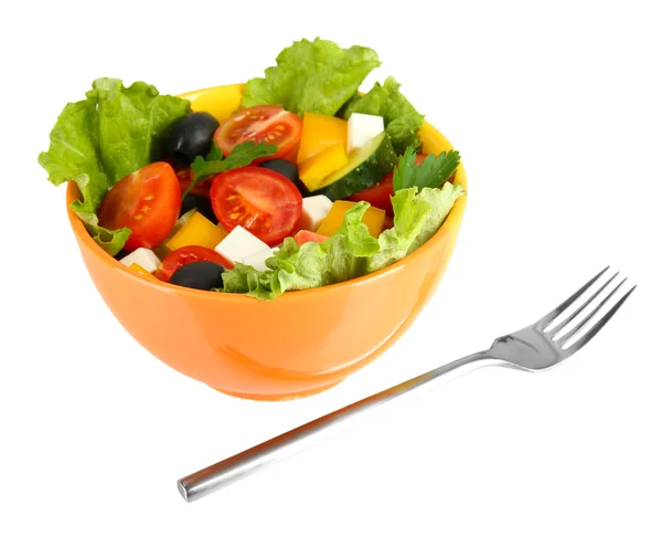 Tasty Greek salad isolated on white — Stock Photo, Image