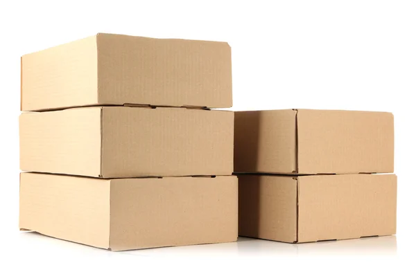 Parcellák dobozok, elszigetelt fehér — Stock Fotó