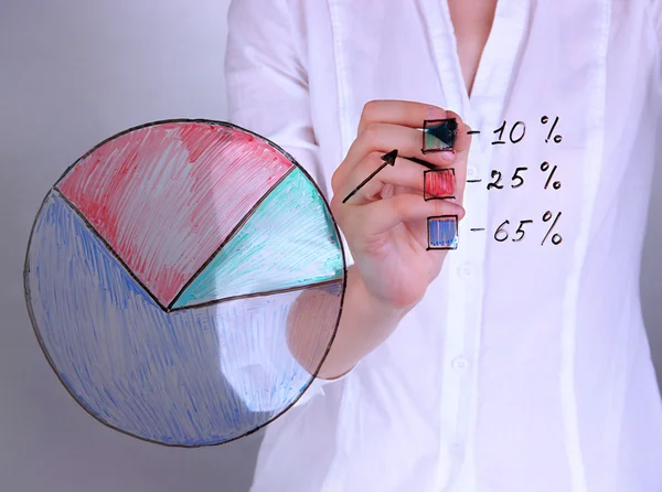 Nő festékek üveg szürke háttér grafikus — Stock Fotó