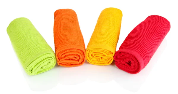 Colorful towels isolated on white — Stock Photo, Image