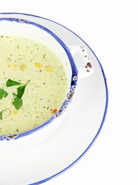 白で隔離されるプレートのスープ — ストック写真