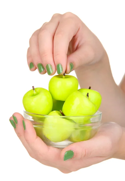 Bougies aromatiques décoratives dans les mains isolées sur blanc — Photo